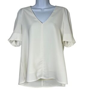 LaRoque Original Womens V-Neck Blouse Size S Minimalist Corporate‎ Old Money
